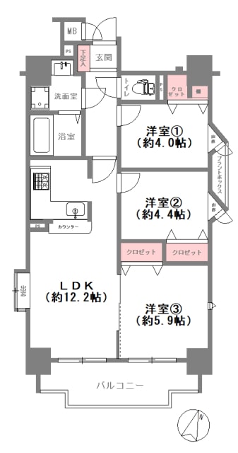 大阪市北区梅田北の間取り