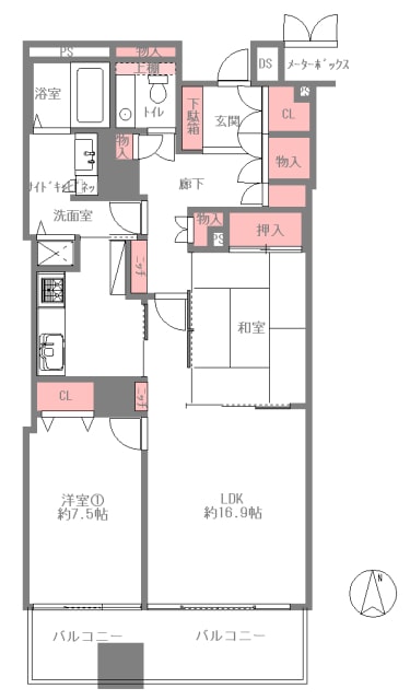 大阪市北区天満橋中古マンションの間取り