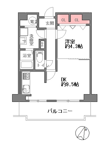 大阪市北区中崎西リノベーションマンションの間取り