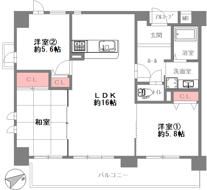 大阪市大正区の中古マンション間取り1