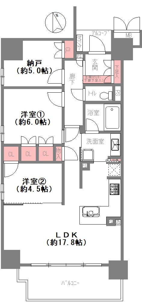 大阪市西区南堀江の中古マンション間取り