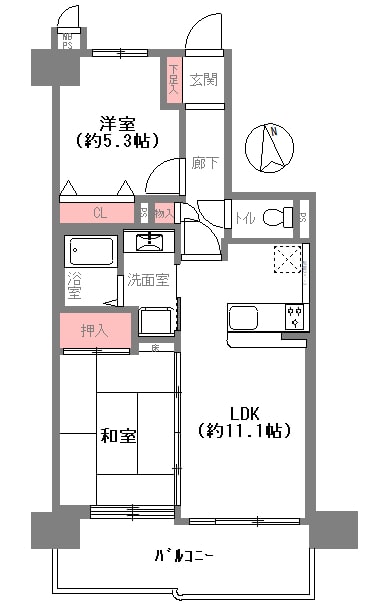 大阪市北区中崎町の中古マンション間取り