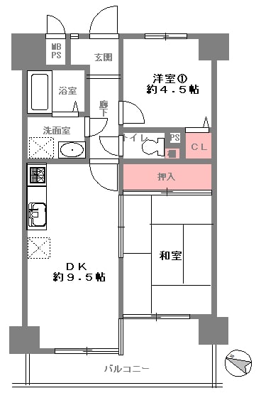 大阪市西区川口3丁目リフォームマンションの間取り